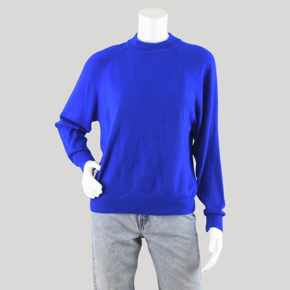 Vintage 90s Blue Mockneck Lightweight Knit Sweater Women's Large